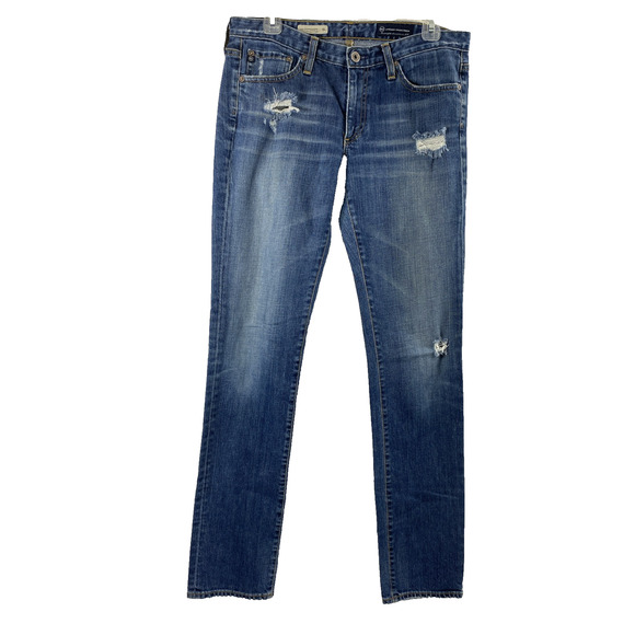 AG Adriano Goldschmied Jeans Womens Size 29R‎ Distress Skinny Straight Denim - Picture 1 of 15